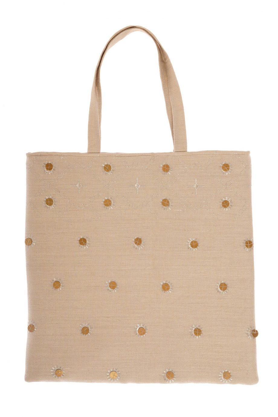 Bolso Grande de Playa Bordado Dorado