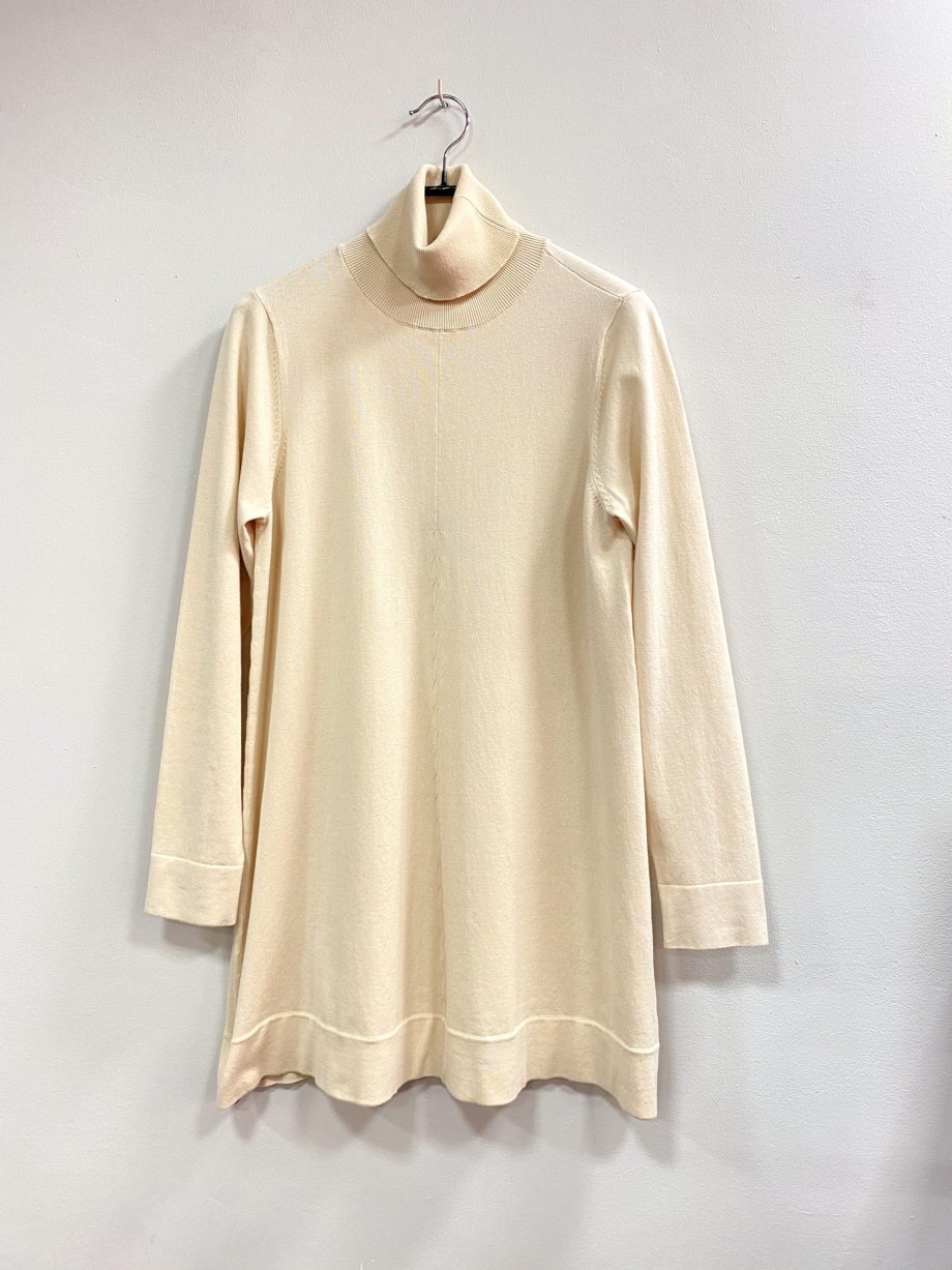 Jersey Punto Fino con Cuello Alto Beige de VanDos