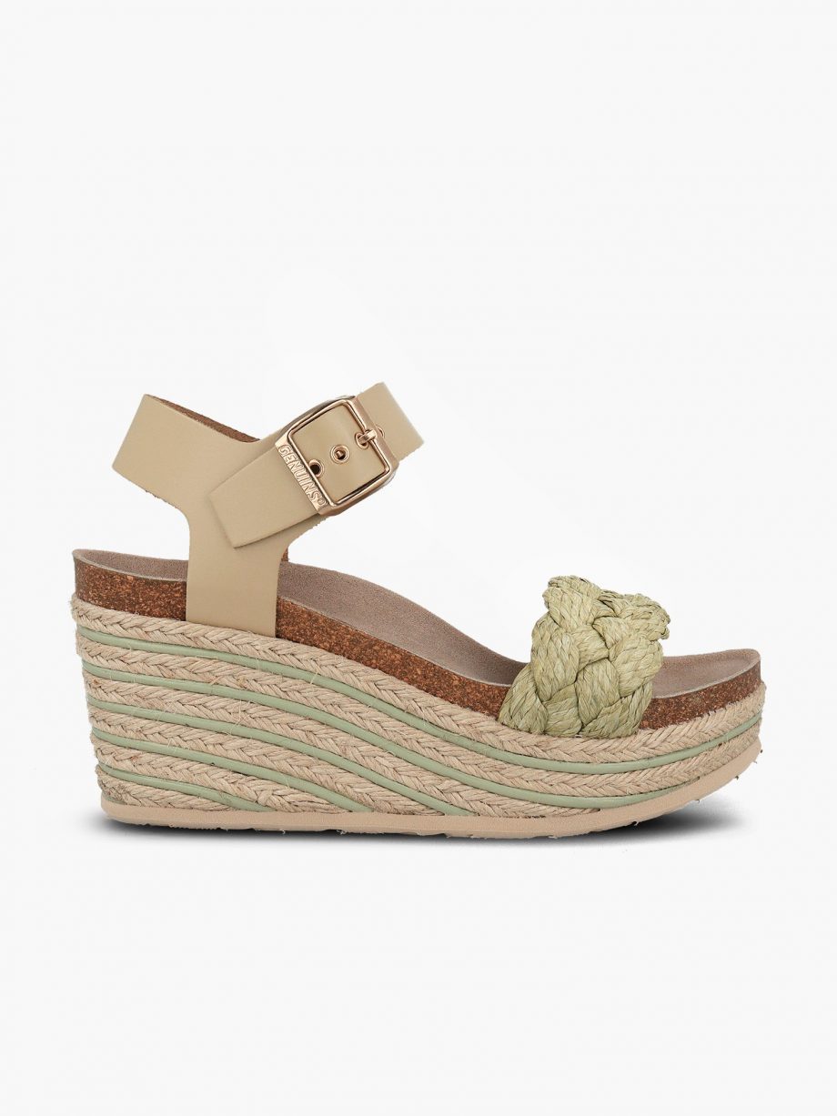 Sandalia Potenza Raffia Olive de Genuins