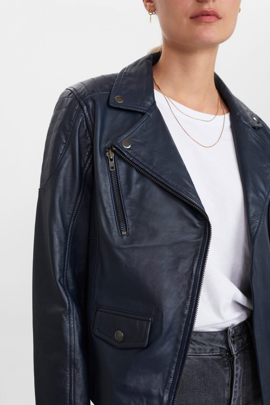 Cazadora de Cuero Biker Marron