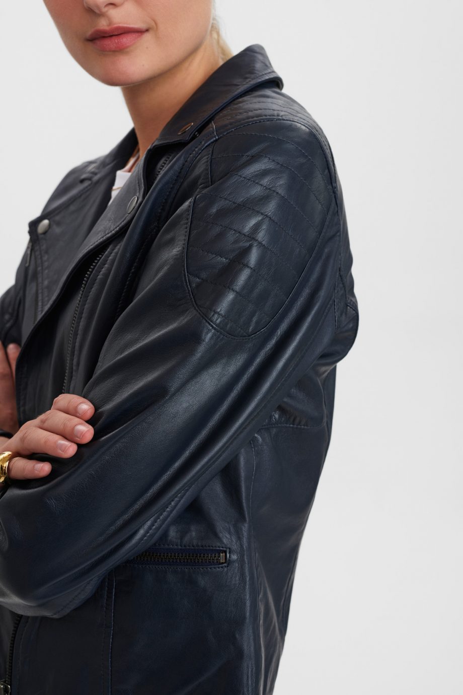 Cazadora de Cuero Biker Marron