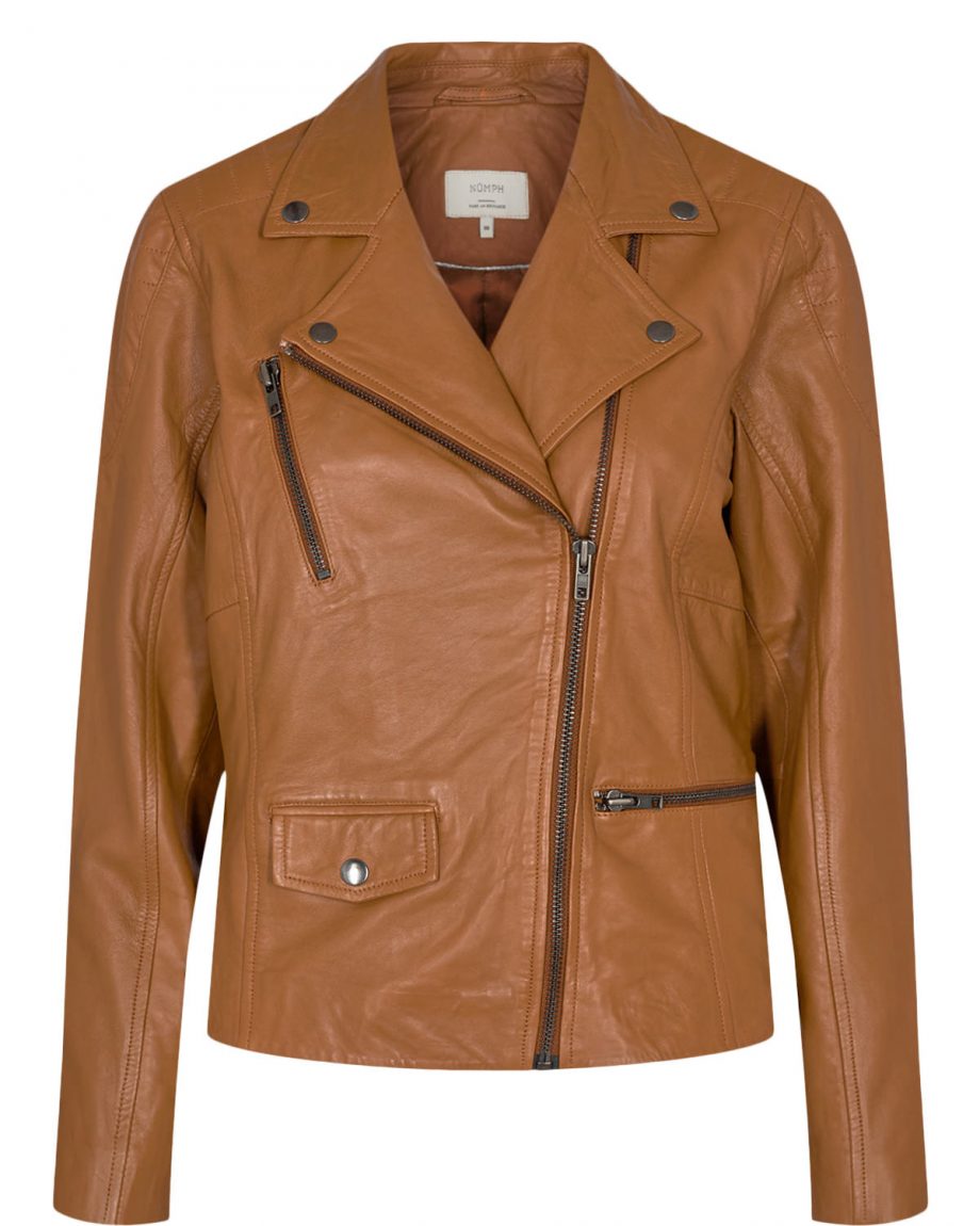 Cazadora de Cuero Biker Marron
