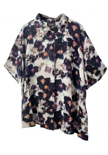 Camisa Evase Manga Corta Estampado de Luna Brands