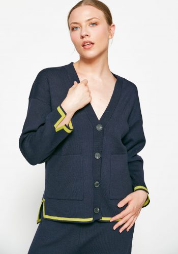 Chaqueta Cardigan Botones Punto Azul