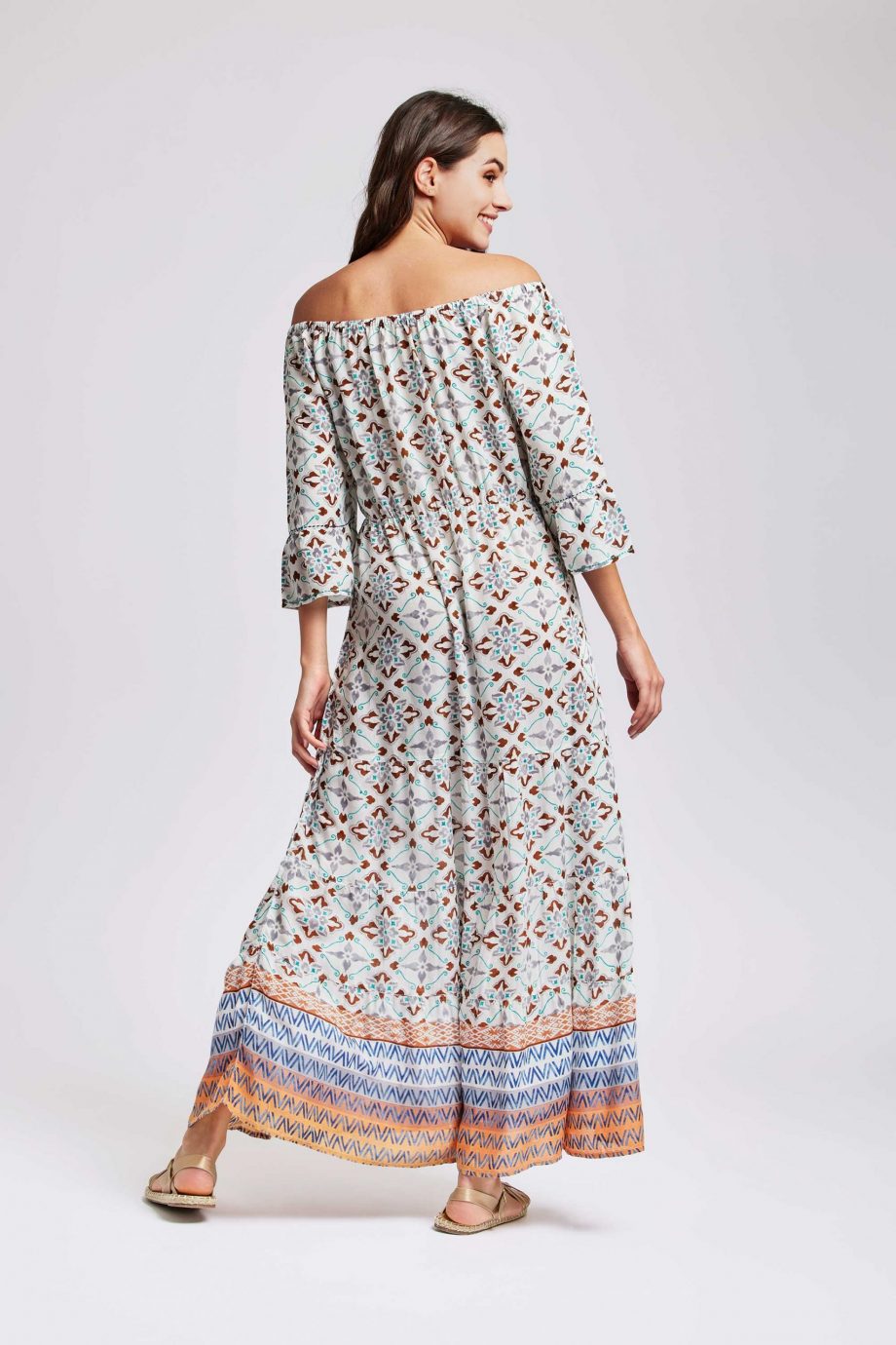 Vestido Largo Barco Estampado - Imagen 3