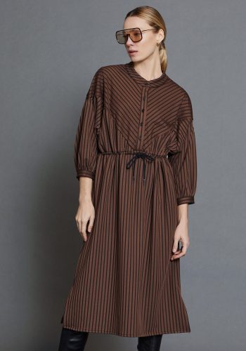 Vestido Punto Rayas Marron
