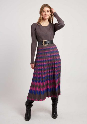 Vestido Midi Punto Canale Gris