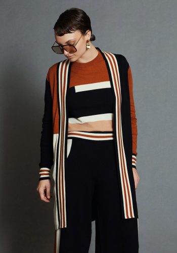 Chaqueta Larga Punto Bicolor