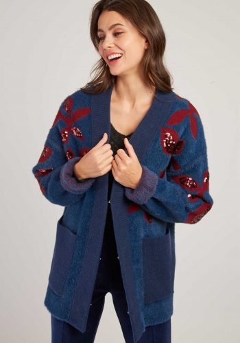 Chaqueta Larga Detalles Azul