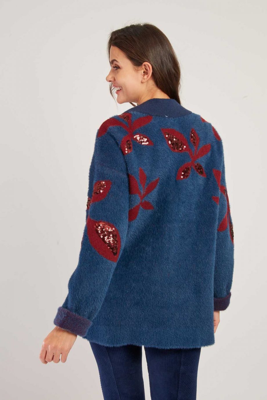 Chaqueta Larga Detalles Azul