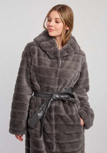 Chaqueta Larga Pelo Gris