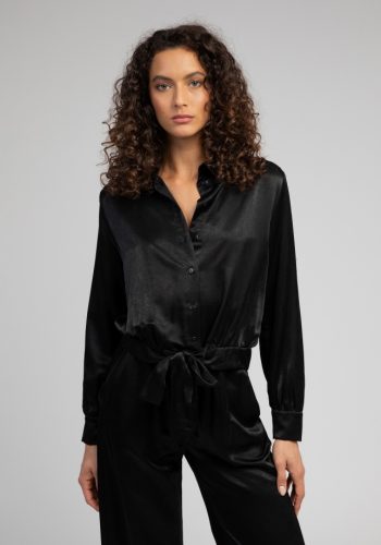 Blusa Lazo Satinada Negra