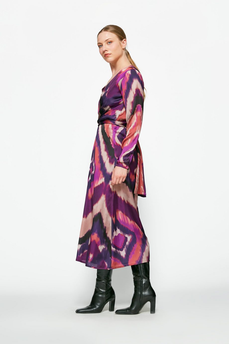 Vestido Largo Sedoso Lazo Estampado - Imagen 3