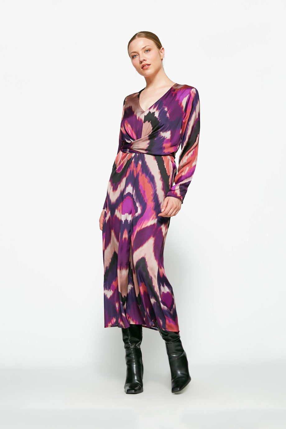 Vestido Largo Sedoso Lazo Estampado - Imagen 4