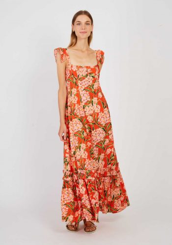 Vestido Largo Ajustado Naranja