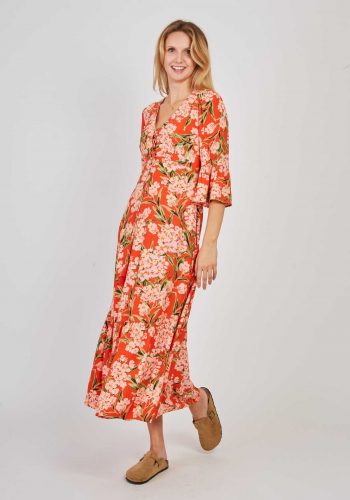 Vestido Largo Fluido Naranja