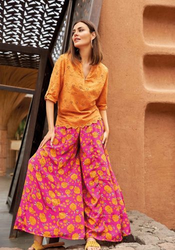 Pantalon Largo Palazzo Estampado Naranja David