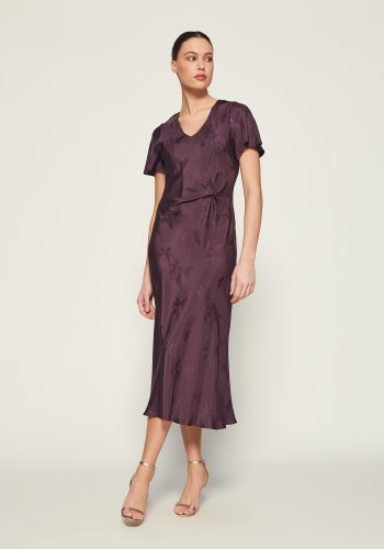 Vestido Largo Jacquard Burdeos