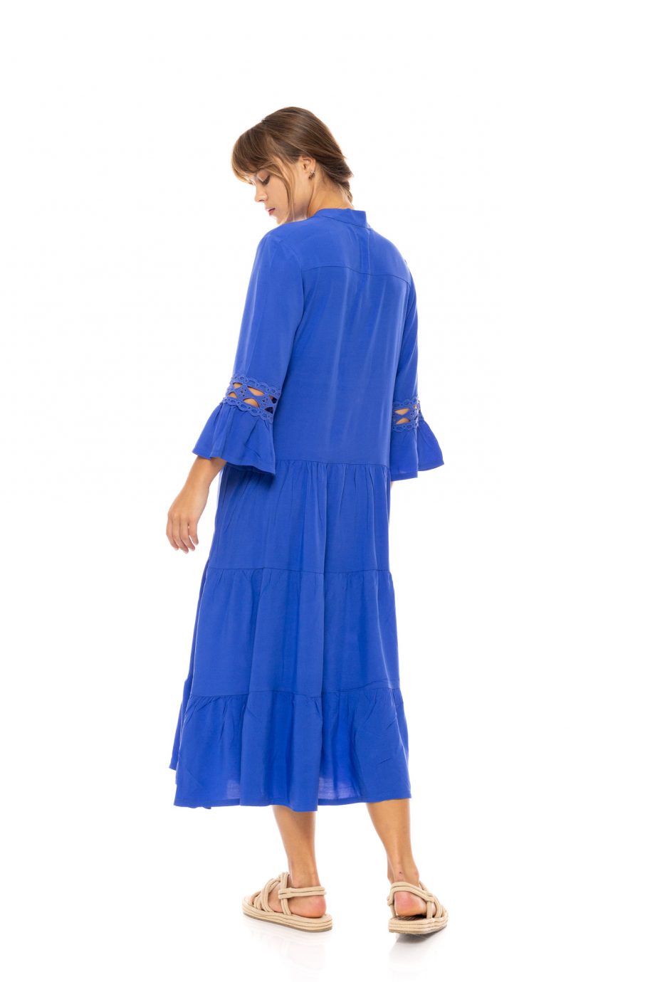 Vestido Midi Encaje Volantes Azul - Imagen 4