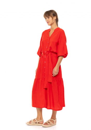 Vestido Largo Camisero Rojo
