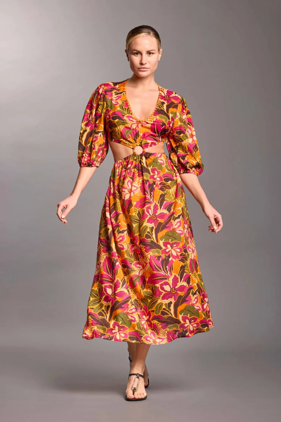 Vestido Midi Esmeralda Estampado - Imagen 2